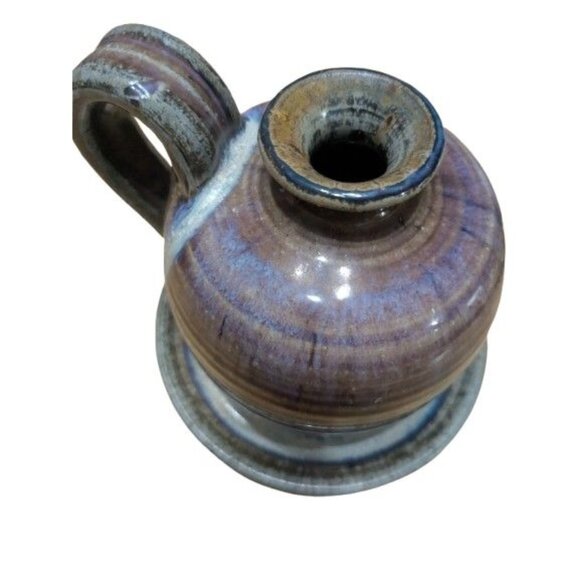 Charlotte Lee Pottery Candle Holder Oil Lamp Signed (C Lee) Abstract Glaze 4 in - Picture 5 of 6
